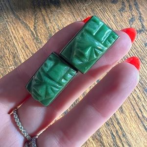 Vintage Carved Jade Earrings